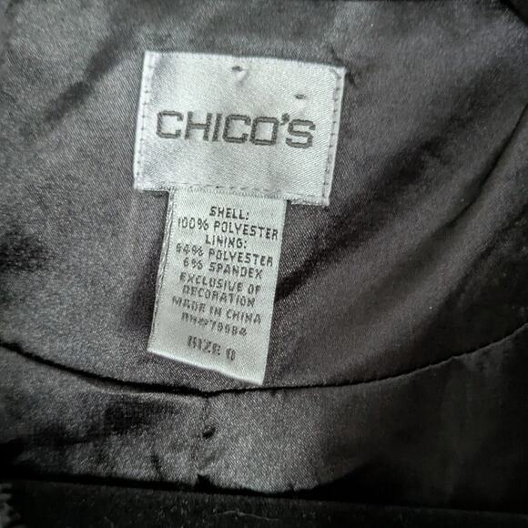 Chicos Jacket Women Small Shyanne Sequin Cheetah Holiday Shiny Black Gold Sz O - Picture 8 of 13